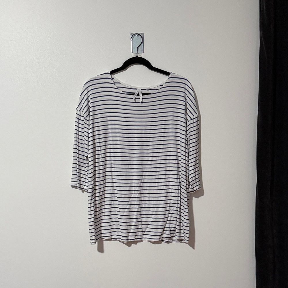 Striped Blue and White Women's Nursing and Maternity Top